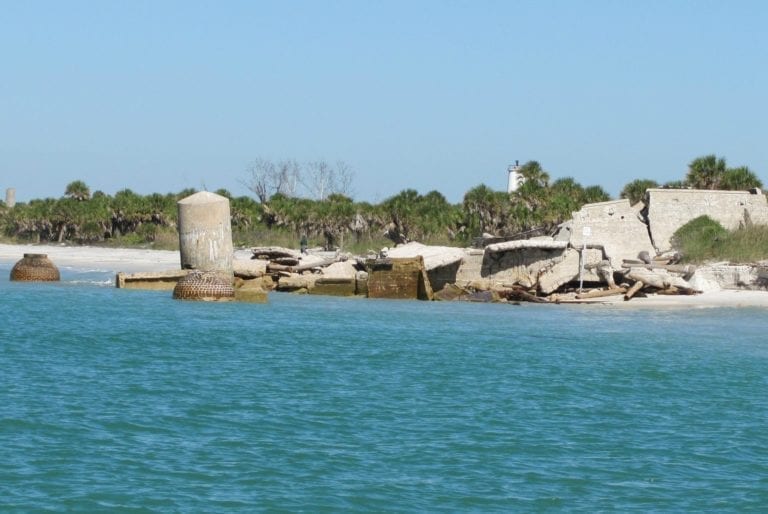 Egmont Key ruins in water