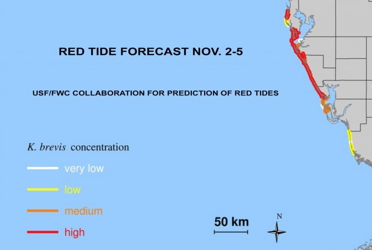 Red tide high through Monday