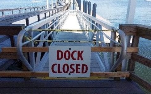 Floating dock temporarily closed