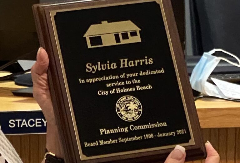 Former Holmes Beach Planning Commissioner Sylvia Harris Honored