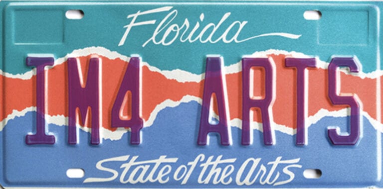 Florida license plate providing funds to the arts