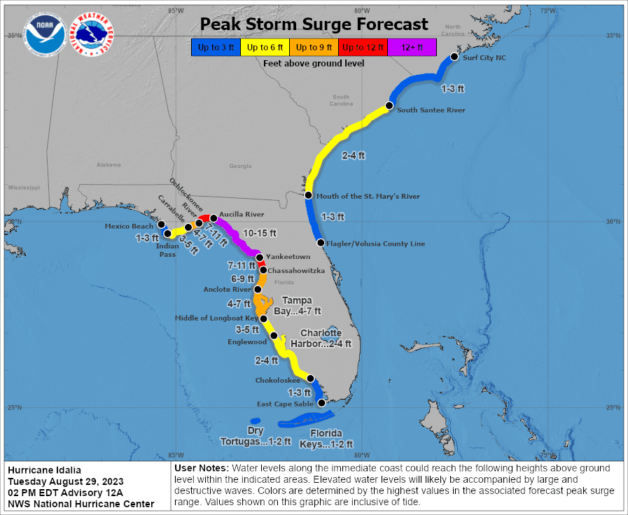 Hurricane Idalia storm surge forecast 