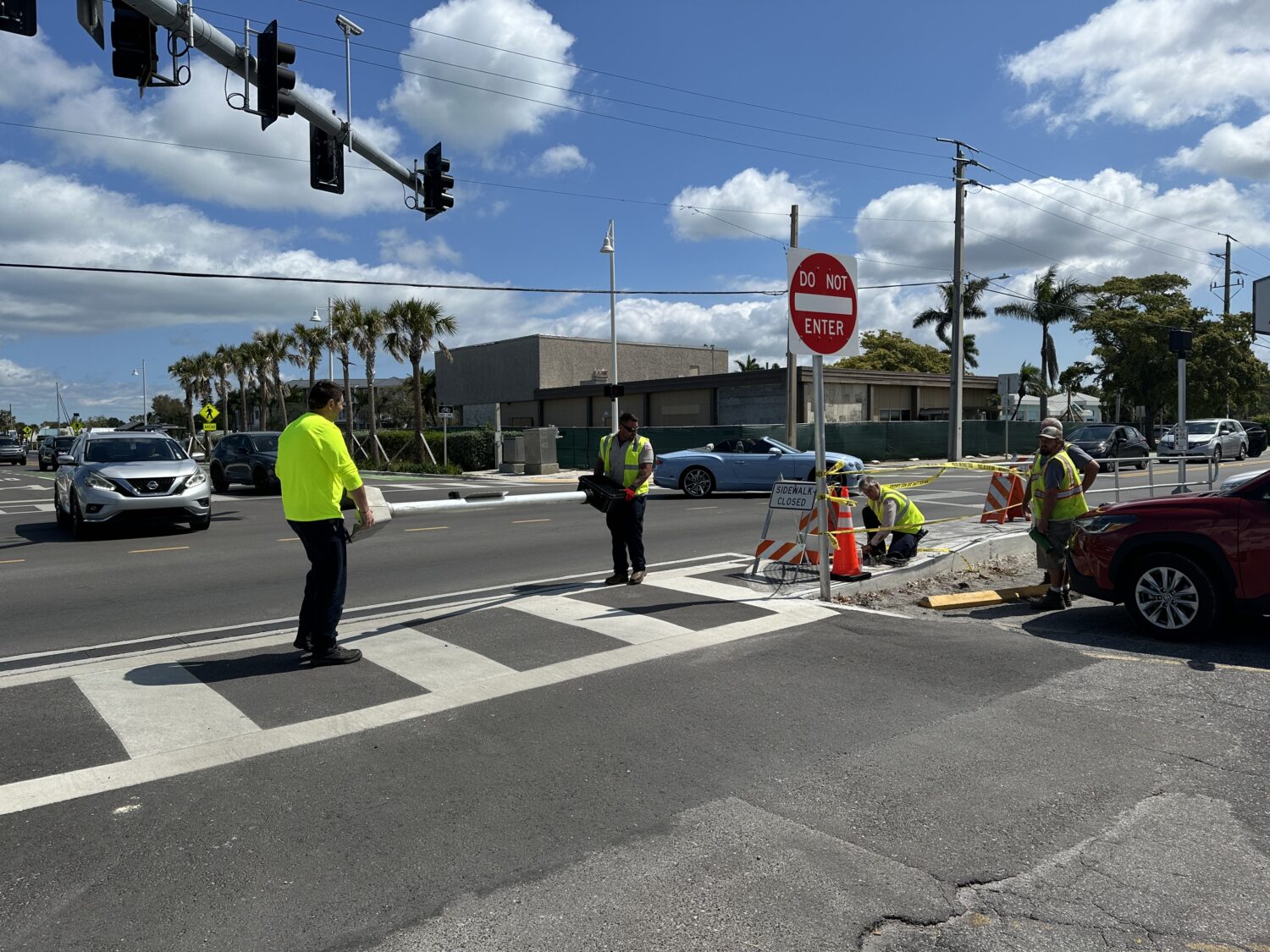 Three crashes damage two businesses, one crosswalk signal