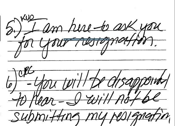 Coryea notes and Van Ostenbridge texts shed light on termination efforts