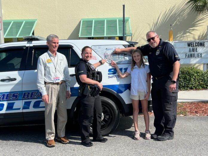 AME student’s art on patrol with HBPD officer